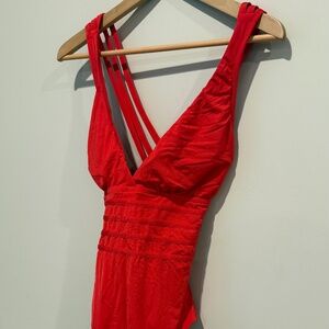 Tummy-tuck 1 piece red bathing suit